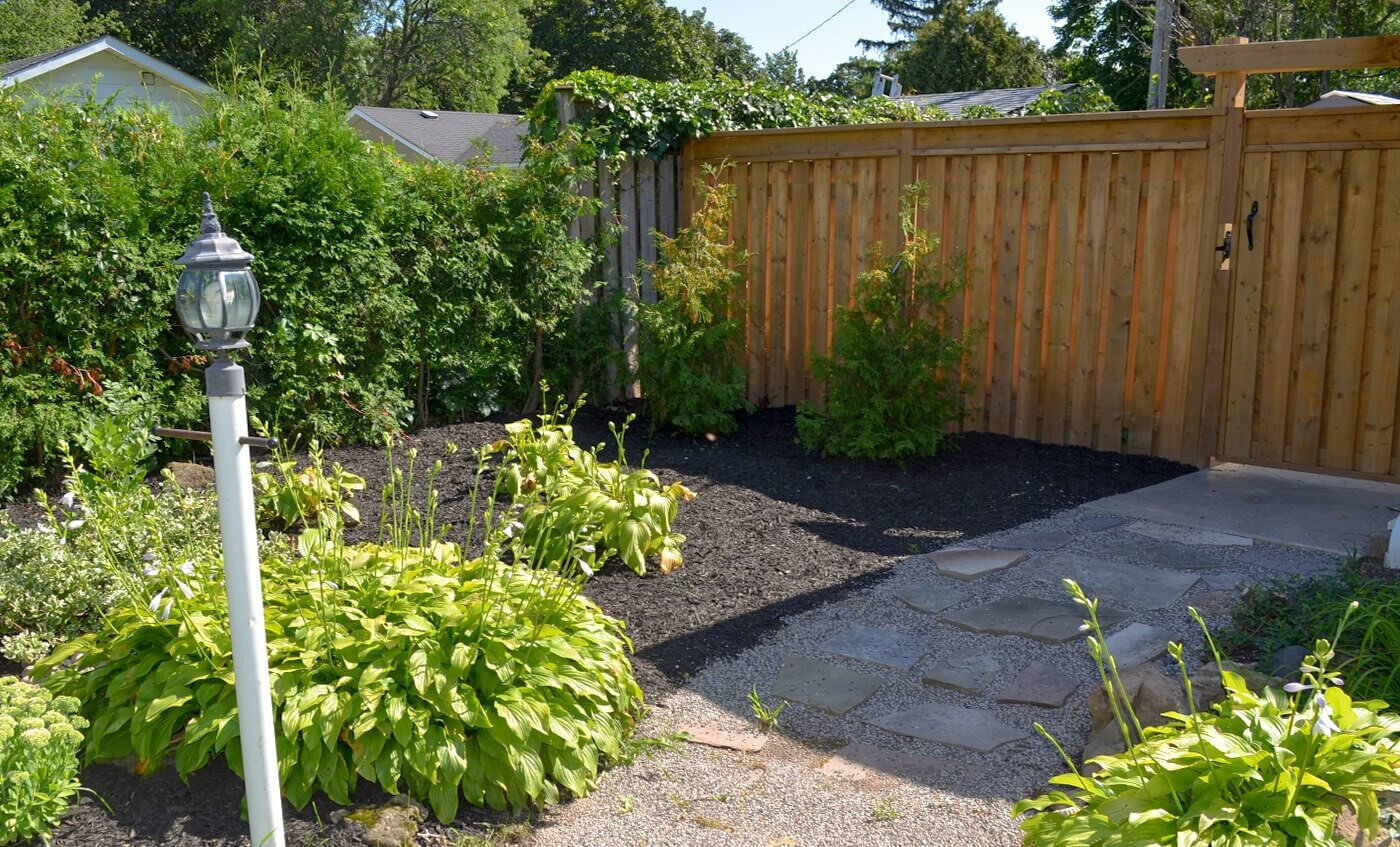 Before and after of weeds removed from garden