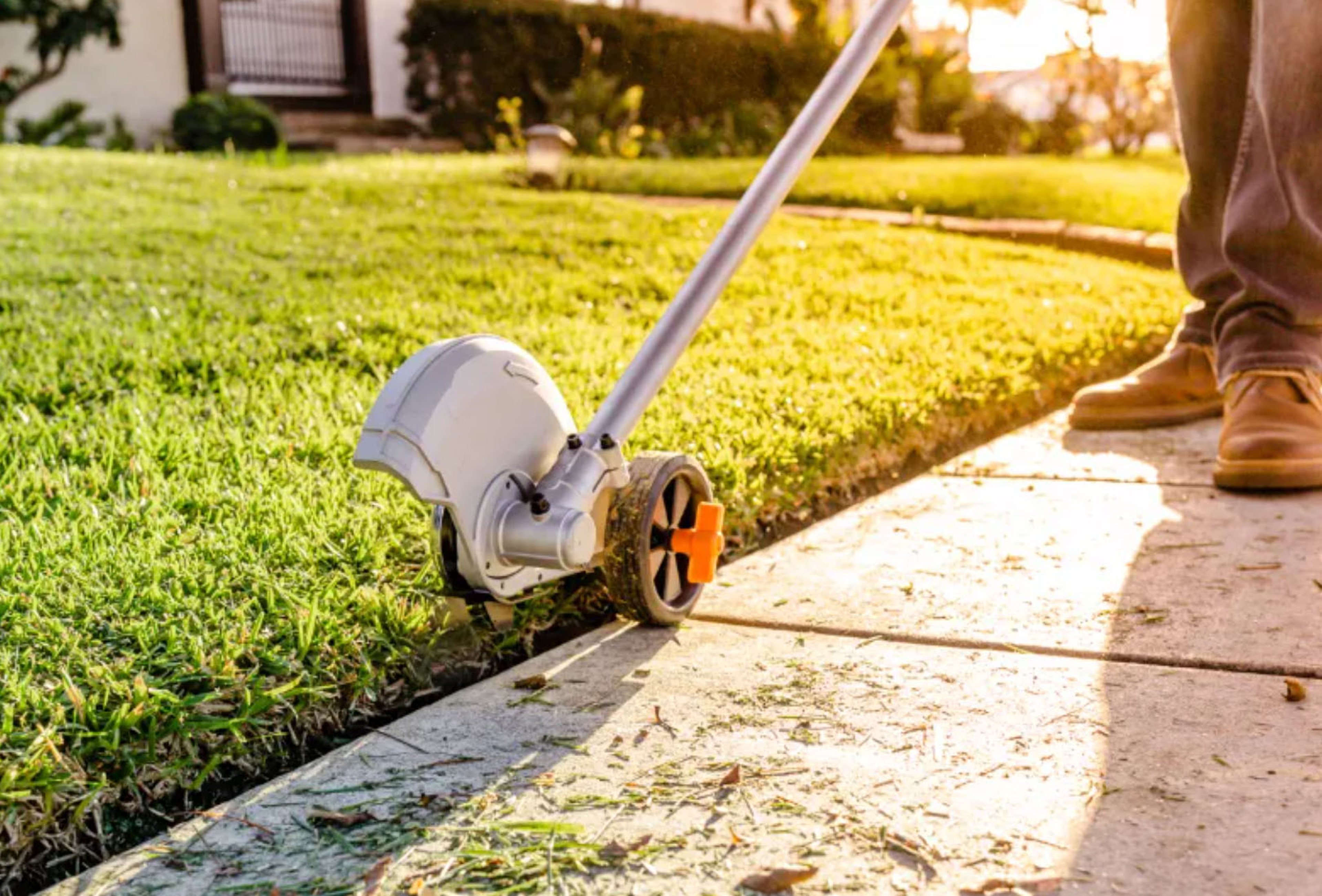 Lawn edging with a string trimmer